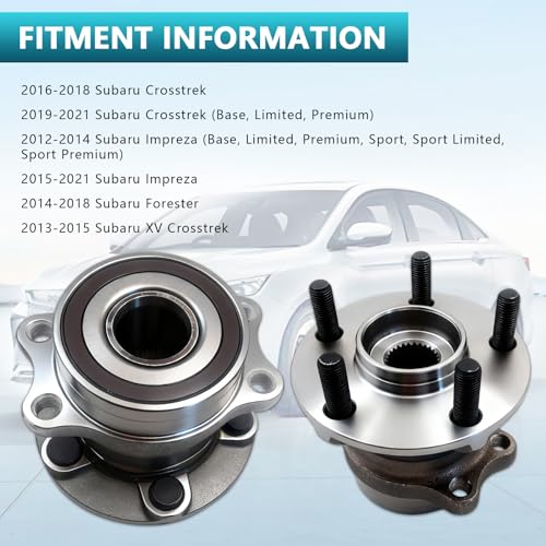512518 Rear Wheel Bearing Hub Assembly for Subaru Crosstrek 2016-2021, Impreza 2012-2021, Forester 2014-2018, XV Crosstrek 2013-2015 (2PCS) - size: 512518