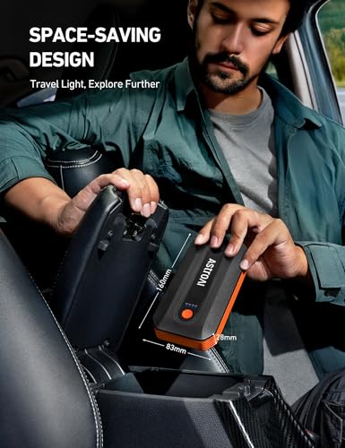 AstroAI B8 3000A Car Battery Jump Starter, 12V Jump Starter Battery Pack (up to 9.0L Gasoline and 7.0L Diesel Engine), Portable Jump Box with 3 Modes Flashlight and Jumper Cable - color: Orange
