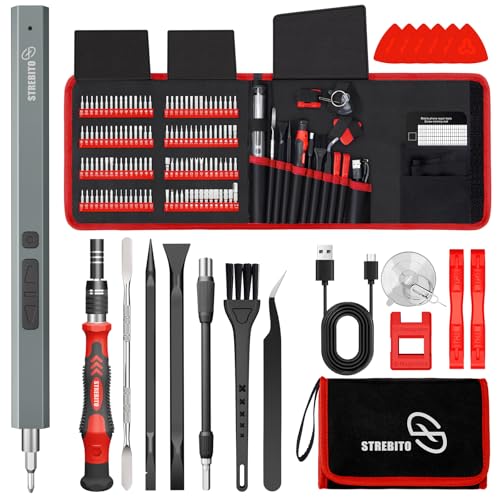 STREBITO Electric Screwdriver, 144-in-1 Precision Screwdriver Set | 120 Magnetic Bits, Organized Storage and Portability, Small Tool Kit for Electronics, PC, Computer and Laptop - color: Red