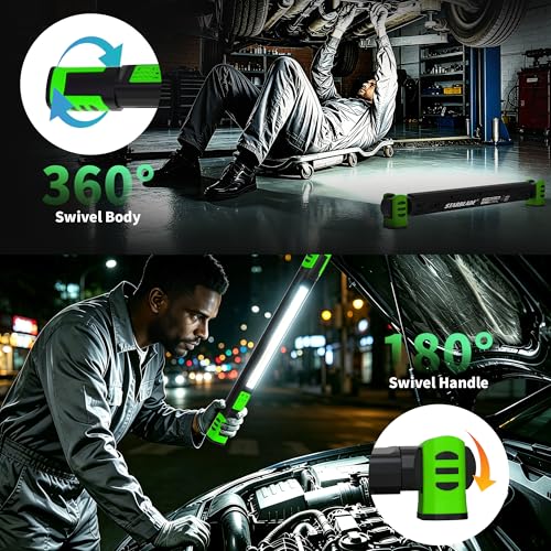 Underhood Magnetic Work Light for Mechanics, 4 Modes 2700K-6500K LED, 7800mAh 12H Battery, IP65 Waterproof, USB-C Rechargeable Hood Light for Car Repair/Garage/Emergency (Green) - color: Green