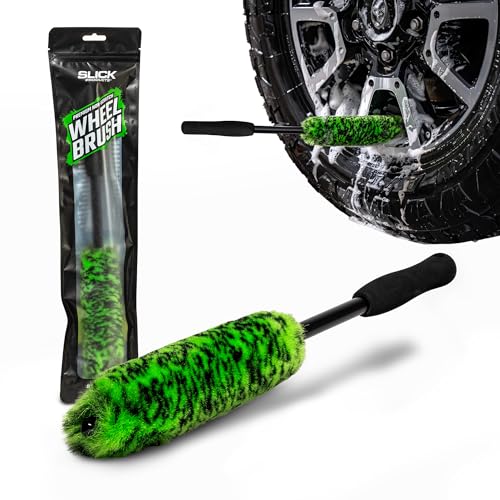 Slick Products Premium Non-Scratch Wheel Brush – Bendable Soft Bristle Rim & Wheel Cleaner for Cars, Trucks, SUVs, Off-Road Vehicles – Safe on Painted, Powder Coated & Chrome Wheels