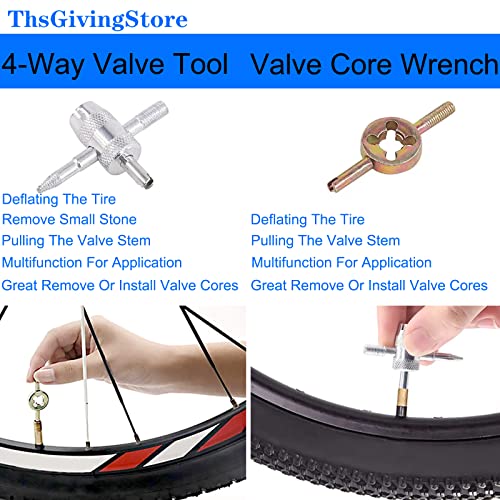 70PCS Tire Patches Kit Heavy Duty, Inner Tube Patch Kit, Include Tire Patch Roller,Rubber Repair Patches, Valve Core, 4-Way Valve Tool, Valve Core Wrench, Valve Core Removal Tool with Tire Valve Caps