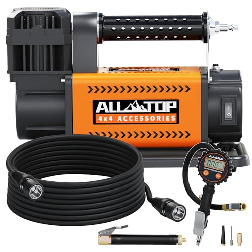 ALL-TOP Air Compressor with Digital Pressure Gauge Tire Inflator Kit, 12V Portable Inflator 7.06ft³/Min, Offroad Air Pump for Truck Tires, Heavy Duty Max 150 PSI for 4x4 Vehicle & RV - color: 200 L/Min, With Digital Inflator
