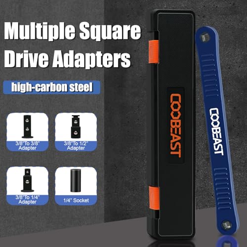 coobeast Offset Extension Wrench Impact Ready Socket Wrench Extender Tool with Versatile 1/4", 3/8", and 1/2" Square Drive Adapters, Universal Extensions Wrench for Small Place - color: Blue, size: 13.4 inch