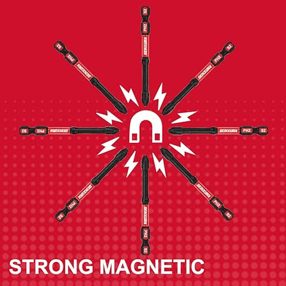 Geinxurn Impact Tough #2 Phillips 3 in. D2 Steel Long Extension Insert Driver Bits,30Pack 1/4 Inch Hex Shank Long Cross Magnetic PH2 Screwdriver Bits Set - size: 3"-D2PH2-30PCS