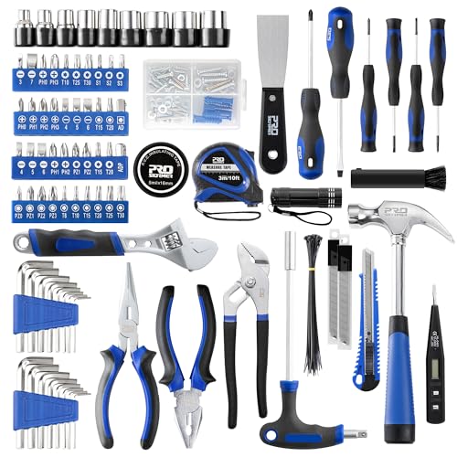 Prostormer 229-Piece Household Tool Set, Basic Home Tool Kit | All-purpose Tools with Tool Box for Home Repair, Furniture Fitting, Crafting & DIY Projects