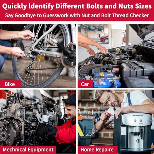 Manalete Thread Checker, 53 Nut and Bolt Thread Checker, Screw Size and Thread Identifier Gauge with 17 Standard & 17 Metric &19 Drill Bit Gauges, Bolt Size Finder for Quickly Identify Thread Sizes - size: 53 Gauges - 17 Inch & 17 Metric &19 Drill Gauges
