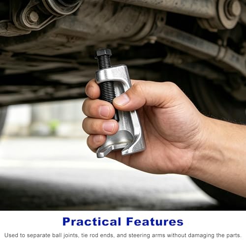 Ball Joint Separator Tool, Adjustable Ball Joint Puller and Extractor Adjusts from 1-1/2" to 1-7/8", Universal Removal Tool for Separating Arms, Tie Rods & Ball Joints on Cars (Silver) - color: Silver, 1PCS