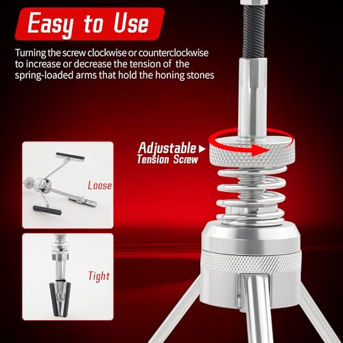 7PCS Cylinder Hone Tool Set, Adjustable Engine Cylinder Honing Grinding Tool for 3/4" to 7" Cylinders, Engine Piston Servicing Tools with 1-1/8", 3", 4" Replacement Honing Stones 220 Grit - size: 7pc Set