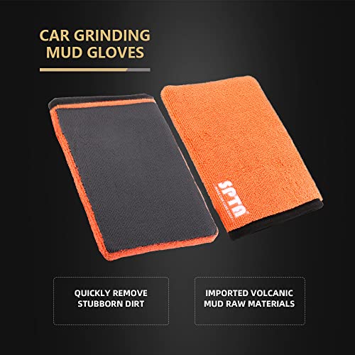 SPTA Clay Mitt, Medium Grade Clay Bar Infused Mitt, Synthetic Clay Glove, Car Detailing Glove Quickly Removes Debris,Embedded Contaminants,Tree Sap & Brake Dust from Your Paint,Glass,Wheels, & More - color: Clay Mitt