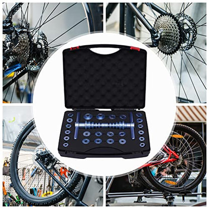Bicycle Bearing Press Tool Kit,Bicycle Bearing Press Set, Professional Turning Point for Wheels Hub Universal Cycle Bearing Press Set with Carrying Case