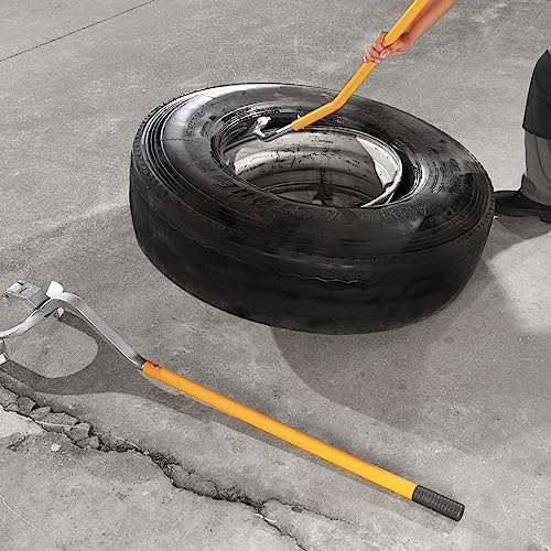 VEVOR Steel Tire Mount Demount Tool 22.5" to 24.5" Semi Tire Changing Tool with Extra Bead Holder, Tubeless Truck Bead Breaker Manual Tire Changing Tools for Car Repairing (Yellow) - color: Yellow