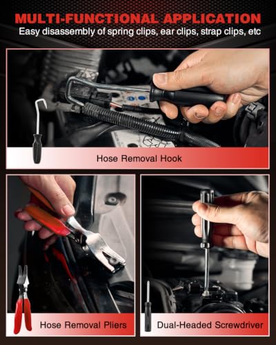 Saker Hose Clamp Pliers Set, Automotive Clamp Removal Tool Kit, Spring Clip Pliers, Flexible Cable Clamp Tool - 9PCS Heavy Duty Locking Kit for Car Engine Repair Tight Space Mechanic DIY - size: 9PCS