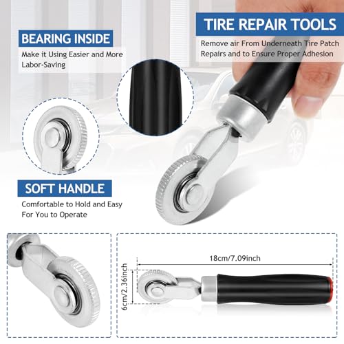 Tire Repair Patch Tools Wear-Resistant Tire Patch Roller Tool Tungsten Steel Buffing Wheel Premium 42mm High Speed Tyre Grinding Head Tire Scraper for Car Truck Motorcycle