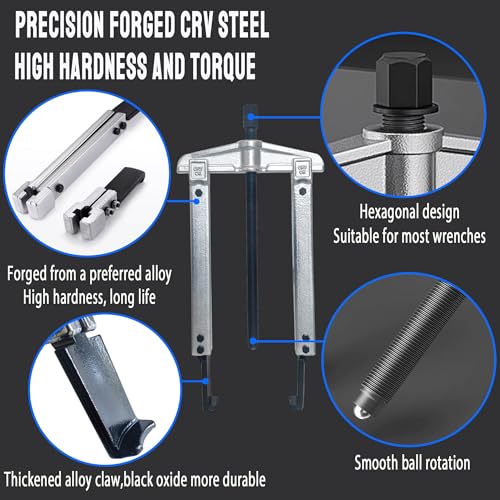 Gear Puller Set, 13Pcs Large Bearing Puller Kit, 2 Jaw & 3 Jaw Gear Puller, Heavy Duty Cr-V Steel Pulley Flywheel Puller for Removal Bearings, Gears, Pulleys and Flywheels Vehicles and Machinery. - size: 13pcs large puller