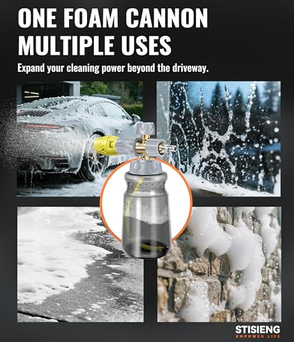 Professional Foam Cannon for Pressure Washer, 1L Wide Mouth Foam Sprayer with Adjustable Nozzle, Heavy Duty Soap Cannon Kit Includes 1.2mm & 1.25mm Orifice for Car Wash