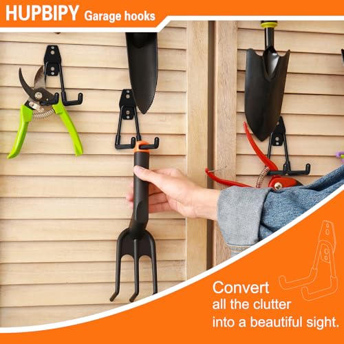 HUPBIPY Garage Hooks Heavy Duty 10 Pack, Wall Mount Ladder Hooks | 5.1in U Shaped Hanger, Storage Organizer With a non-slip coating For Hanging Bicycles, Garden Tools Hoses and Ropes (Black) - color: Black 10Pack