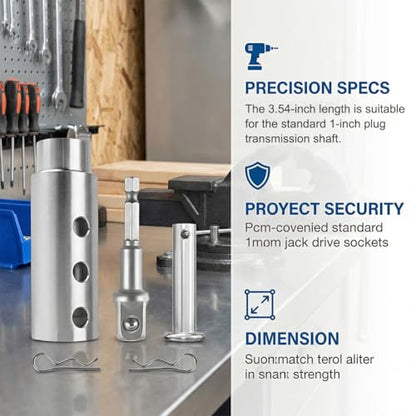 Trailer Jack Drill Adapter, Stainless Steel Top Wind Crank Handle Cordless Drill Adapter Kit with 1/2 Inch Socket Bit Attachment, Compatible with 1 Inch Jack Drive Shaft