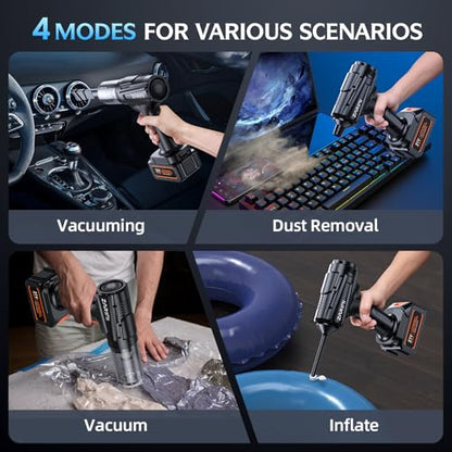 Handheld Cordless Vacuum Cleaner - 50000Pa High-Power Brushless Motor, Rechargeable Car Vacuum with 2 Batteries & Charger, 6-in-1 Portable Vacuum Cleaners for Home, Pet Hair, Keyboard, Black