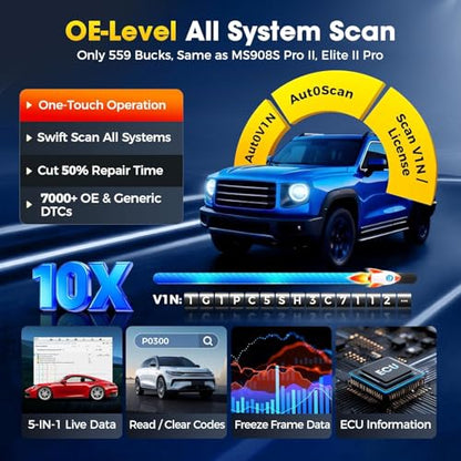 Autel MaxiCOM MK900 Bidirectional Scanner: 2026 Up of MaxiCheck MX808S MK808S, Work as MK900-BT MK900BT MX900 OBD2 Diagnostic Tool w/ 3000+ Active Test, 40+ Service, CAN-FD&DOIP, All System, FCA 11 OS