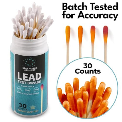 Lead Test Kit for Dishes, 30 Units, Lead Paint Test Kit, Lead Test Swabs for Instant Lead Detection – Home Use on All Surfaces: Painted, Dishes, Toys, Jewelry, Metal, Ceramics, Wood.