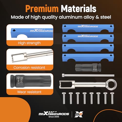 maXpeedingrods Engine Camshaft Alignment Locking Timing Tool Kit for Mercedes Benz M133 M152 M157 M270 M274 M276 M278, with T100 Camshaft Scoket Fuel Injector Puller - style: 7 Pcs