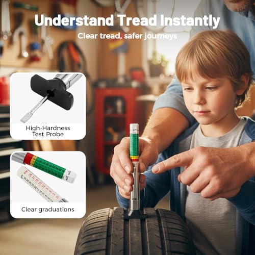 Tire Tread Depth Gauge,Tire Tread Gauge Color Coded, Tread Depth Gauge Color Coded Tire Depth Gauge Tool Tire Tread Accurate Measurement Tools (Black-4PCS) - color: Black-4PCS