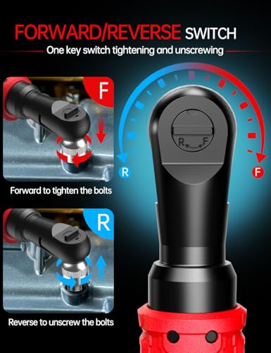3/8 Inch Cordless Ratchet Wrench, for Milwaukee M18 Battery, 88Ft-Lbs, 0-400RPM, Electric Ratchet Wrench Set with Variable Speed Trigger, Reinforced Head, R&F Switch, 7 Sockets, 3/8" to 1/4" Adapter