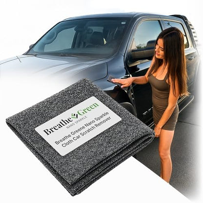 Breathe Green Nano Sparkle Cloth Car Scratch Remover, Advanced Nanotech | Reusable Nanosparkle Cloth for Car Scratches, Repair and Buffer, Nanotechnology Safe for All Cars, Colors & Clear Coats