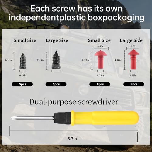 Professional Mushroom Tire Plug Kit –Heavy Duty Tubeless Tire Repair Set for Motorcycles, Cars, Trucks, ATVs & Tractors | Quick & Durable Roadside Flat Fix Solution - color: Red