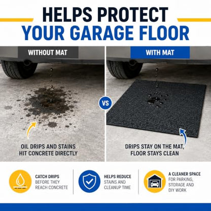 31" x 36" Garage Floor Mat, Oil Spill Mat for Under Car Motorcycle, Reusable Absorbent Leakproof Maintenance Mat, Protect Garage Driveway Floor from Oil Spills, Stains Splashes