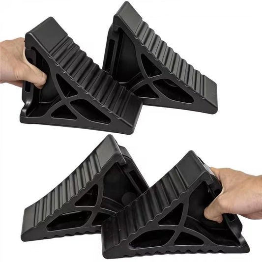 Wheel Chocks for RV Trailer Car Camper, Rubber Deformable Curve Upgrade Design, Wrapping Around Various Tires, Conforming to Ground, Better Load-Bearing and Anti-Slip, Durable Safty Block, 4 Pack - size: 4pack_95D