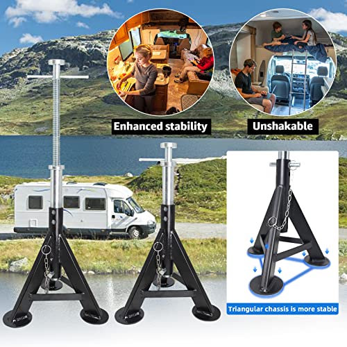 BESTOOL RV Supports Stabilizer Jacks, Travel Trailer Stabilizer Jacks Camper Jack Stands from 17.3" to 30." 1Pair Capacity 12000 lbs, 2 Pack - color: Black-Standard RV stabilizer jacks/2PC
