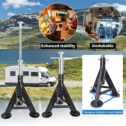 BESTOOL RV Supports Stabilizer Jacks, Travel Trailer Stabilizer Jacks Camper Jack Stands from 17.3" to 30." 1Pair Capacity 12000 lbs, 2 Pack - color: Black-Standard RV stabilizer jacks/2PC