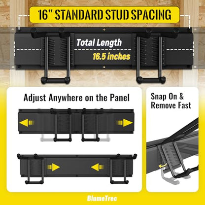 Garage Tool Organizer Wall Mount, 64" Heavy-Duty Metal Wall Organizer, 4 Rails with 8 Adjustable Hooks, Garden Storage Rack for Organization, Sturdy Tool Hanging Holder for Shovel Shed Yard - size: 64" 4 panels & 8 hooks
