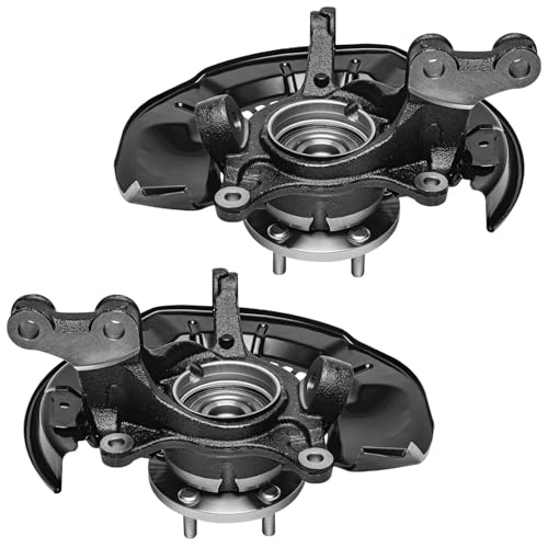 Detroit Axle - AWD 3.5L Front Steering Knuckles & Wheel Hub Bearings Outer Tie Rod Ends Replacement for 2008-2013 Toyota Highlander - 4pc Set - size: 4SU50518/Kit