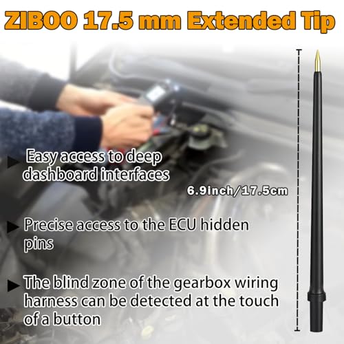 ZIBOO PPTK0043 TEK 6IN Probe Tip Extended Probe Tip 4Mm Banana Jack Tip Black Compatible with Autel Compatible with Power Probe Circuit Tester Power Circuit Probe