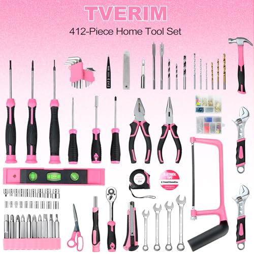 Tool Set- 412 Piece Home Repair/Auto Tool Kit, Storage Organizer with Drawers, Toolbox Storage Case for Women & Men, Perfect for Homeowner, Diyer, Handyman, DIY