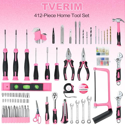 Tool Set- 412 Piece Home Repair/Auto Tool Kit, Storage Organizer with Drawers, Toolbox Storage Case for Women & Men, Perfect for Homeowner, Diyer, Handyman, DIY
