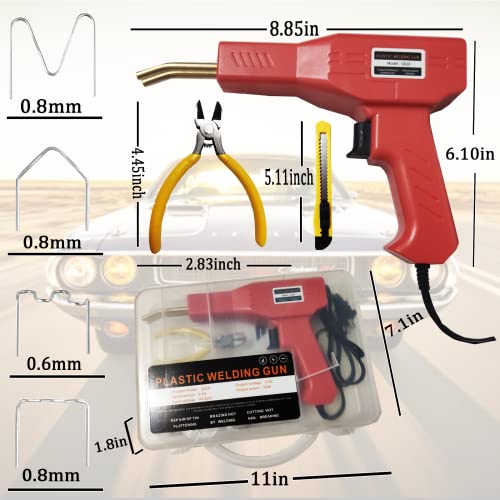 110V Plastic Welding Machine 50w Car Bumper Repair Welding Tool Welding Gun Plastic Welder Car Plastic Bumper Repair Tool Kit with Flat/Outside Corner/Inside Corner/Wave Staples and Knife