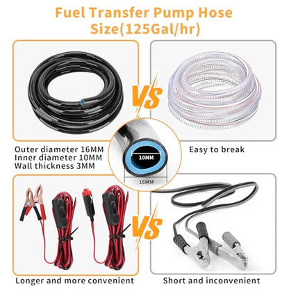 12 V Fuel Gasoline Transfer Pump Kit | Transfers Up to 125 Gallons of Gasoline Diesel Or Water per hour,Great for Vehicles, Boats, Equipment(No temperature at work） - color: 2 kit-gold