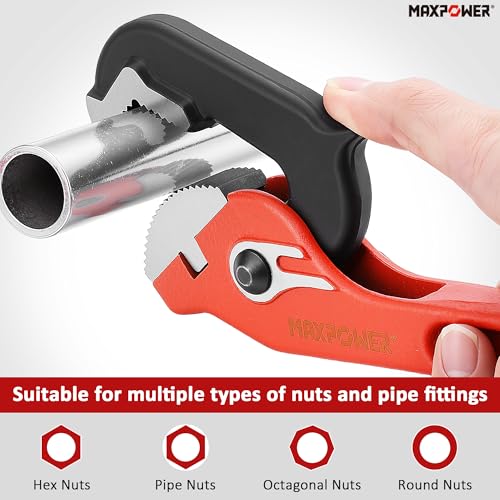 MAXPOWER 10"&14" Pipe Wrenches, 2-Piece Self-Adjusting Pipe Wrench, Rapid Grip Quick Self-Adjust Plumbing Wrench for Household Maintenance - size: 10"&14"