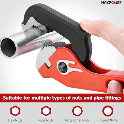 MAXPOWER 10"&14" Pipe Wrenches, 2-Piece Self-Adjusting Pipe Wrench, Rapid Grip Quick Self-Adjust Plumbing Wrench for Household Maintenance - size: 10"&14"