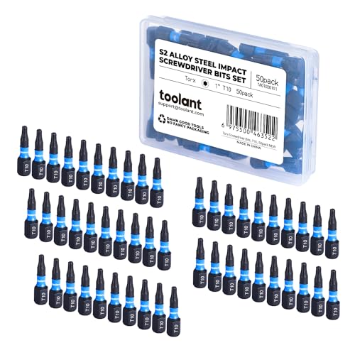 Toolant 1' Impact Torx Bits 50 Pack (T10), 1/4' Hex-Shank S2 Steel Screwdriving Star Bits, CNC Machined Tips, with Storage Box - size: T10(1"*50pcs)