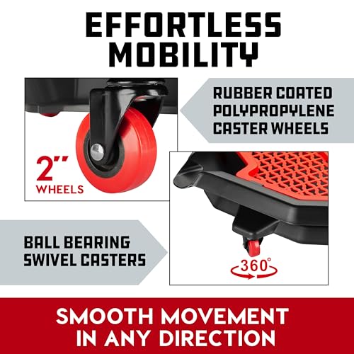 Powerbuilt 2-in-1 2 Gallon Oil Drain Caddy, Tool Creeper, Drain Pain - Red Black 642964ECE