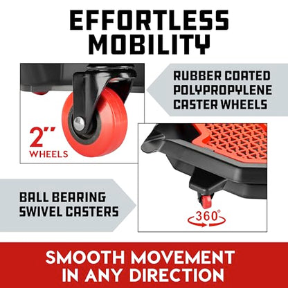 Powerbuilt 2-in-1 2 Gallon Oil Drain Caddy, Tool Creeper, Drain Pain - Red Black 642964ECE