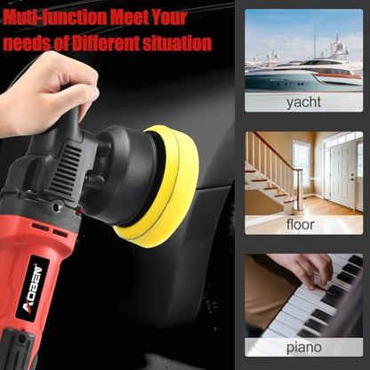 AOBEN Buffer Polisher,5 inch Dual Action Polisher,Long Orbit 16mm Random Buffer Polisher kit with 6 Variable Speed 1000-5500rpm,Detachable Handle,7 Buffing Pads for Car detailing Polishing and Waxing - size: AT3501C-02
