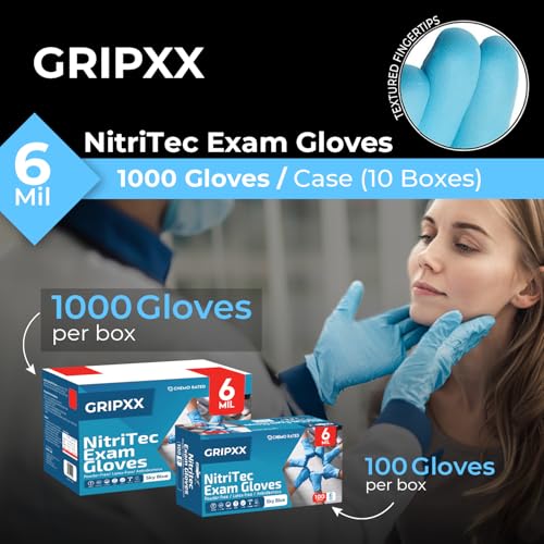 London Labs Heavy Duty 6 Mil Blue Nitrile Gloves Disposable Latex & Powder Free -Extra Stretchy Fentanyl Safe |Medical,First Aid Kit,EMT|Food Safe Rubber Gloves for Cooking & Cleaning|Bulk Pack (1000) - size: Small, style: 1000 Count