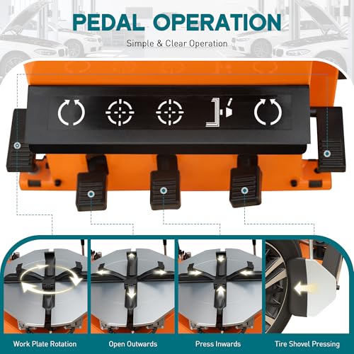 Albott 2HP Tire Changer Machine, 110V Heavy-Duty Wheel Changer for 10"–22" Rims, Outside Clamp 10"–17" Inside Clamp 12"–22", Tire Mounting and Demounting Tool for Home Garage & Auto Shop - size: 10"–22" Compact Single Head