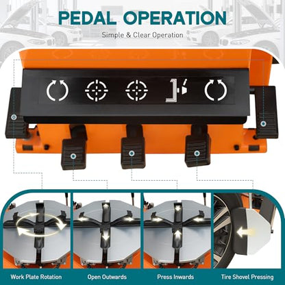 Albott 2 HP Tire Changer Machine for 10"–22" Rim Range | 10"–17" Outside Clamp, 12"–22" Inside Clamp, 110V Wheel Changer for Home Garage & Auto Shop - size: 10"–22" Compact Single Head